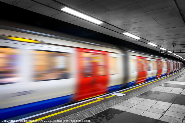London tube train in an undergroud metro station Picture Board by Delphimages Art