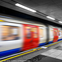 Buy canvas prints of London tube train in an undergroud metro station by Delphimages Art