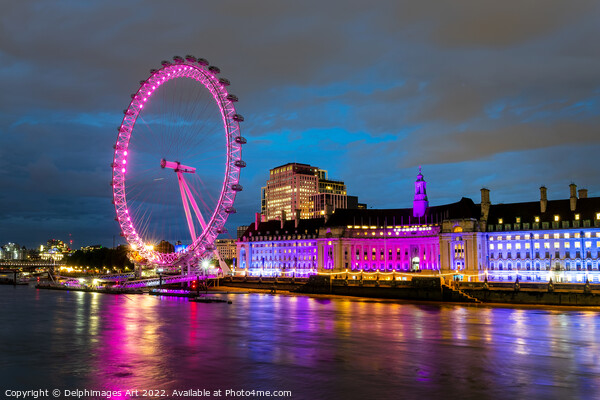 London Eye and river Thames at night Picture Board by Delphimages Art