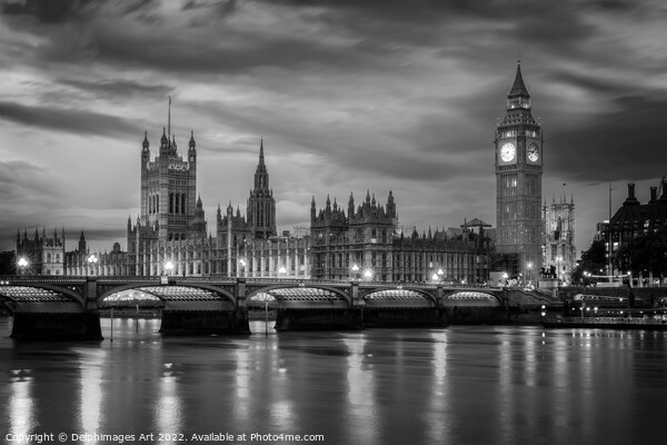 Westminster palace and Big Ben at night in London Picture Board by Delphimages Art