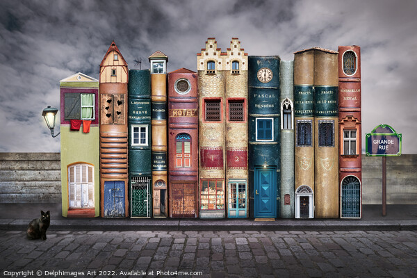 Book houses. Surreal fairytale street Picture Board by Delphimages Art
