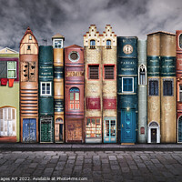 Buy canvas prints of Book houses. Surreal fairytale street by Delphimages Art