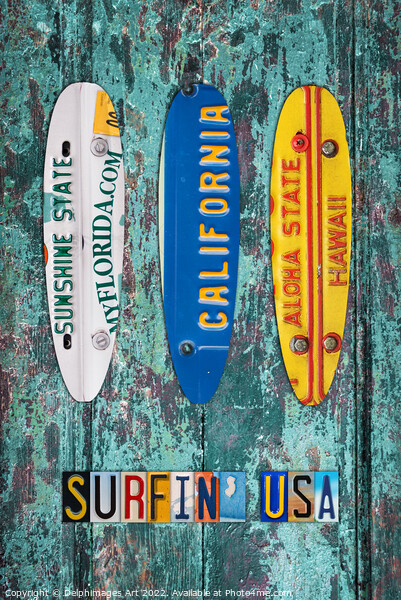 Surfboards, Florida Hawaii California Picture Board by Delphimages Art