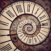 Buy canvas prints of Spiral of time, surreal clock by Delphimages Art