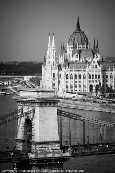 Budapest parliament and Chain bridge Picture Board by Delphimages Art