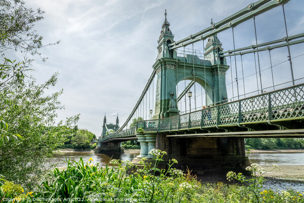 Hammersmith bridge over Thames river in London Picture Board by Delphimages Art