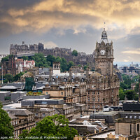 Buy canvas prints of Edinburgh skyline and castle at sunset, Scotland by Delphimages Art