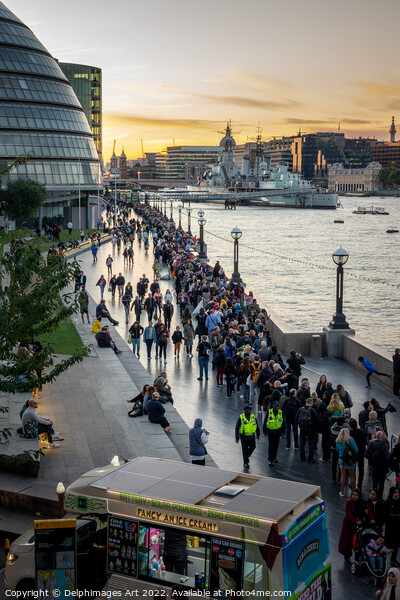 The Queue to see Queen Elizabeth II lying-in-state Picture Board by Delphimages Art