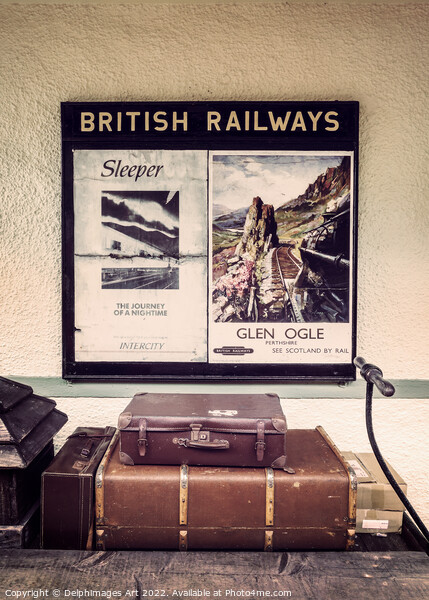Vintage suitcases and old british railways travel  Picture Board by Delphimages Art