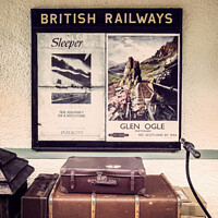 Buy canvas prints of Vintage suitcases and old british railways travel  by Delphimages Art