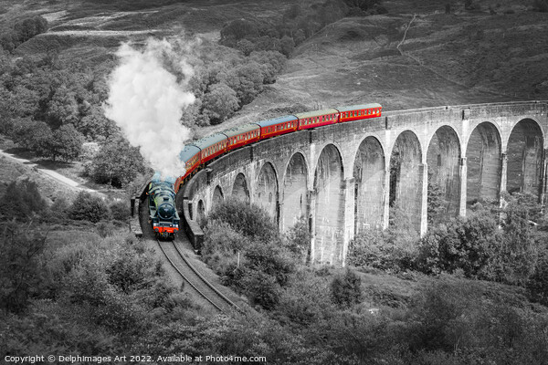 The Jacobite steam train on Glenfinnan viaduct Picture Board by Delphimages Art