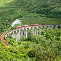 Buy canvas prints of The Jacobite steam train on Glenfinnan viaduct, Sc by Delphimages Art