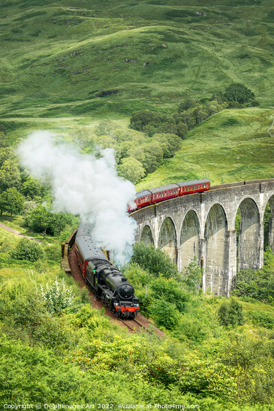 Hogwarts Express on Glenfinnan viaduct, Scottish H Picture Board by Delphimages Art