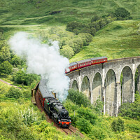 Buy canvas prints of Hogwarts Express on Glenfinnan viaduct, Scottish H by Delphimages Art