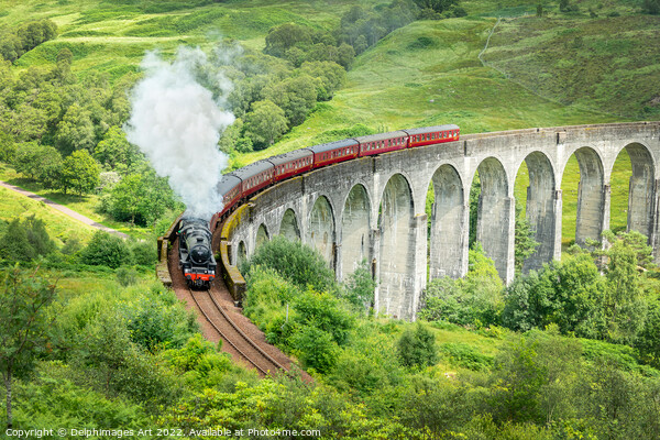 The Jacobite steam train on Glenfinnan viaduct Picture Board by Delphimages Art