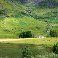 Buy canvas prints of Cottage in Glencoe valley, Highlands of Scotland by Delphimages Art