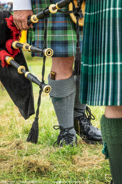 Scottish bagpipers during Highland Games Picture Board by Delphimages Art