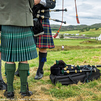 Buy canvas prints of Scottish bagpipers during Highland Games, Scotland by Delphimages Art