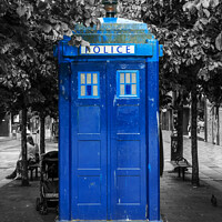 Buy canvas prints of Vintage blue Police box in Glasgow, Scotland  by Delphimages Art