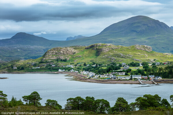 Loch and village of Shieldaig, Scottish Highlands Picture Board by Delphimages Art