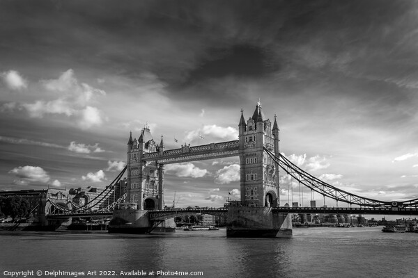 London Tower Bridge, black and white Picture Board by Delphimages Art