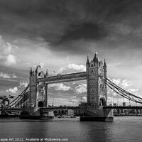 Buy canvas prints of London Tower Bridge, black and white by Delphimages Art