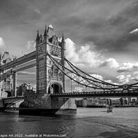Buy canvas prints of Tower bridge London black and white by Delphimages Art