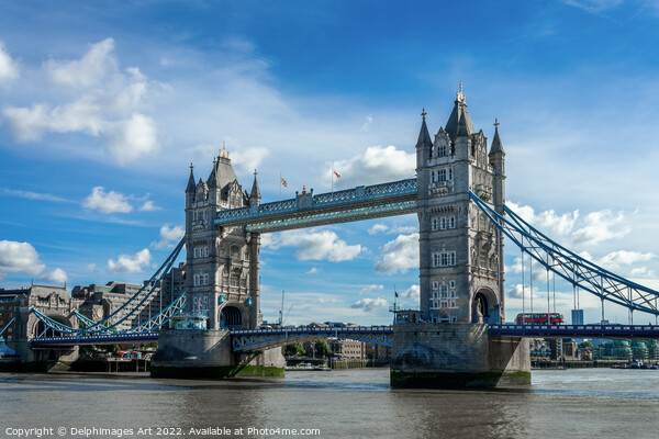 Tower bridge, blue sky, London Picture Board by Delphimages Art