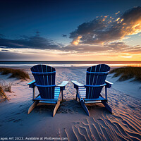 Buy canvas prints of Beach chairs at sunset by Delphimages Art