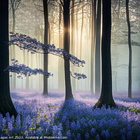 Buy canvas prints of Bluebells woods, misty forest by Delphimages Art