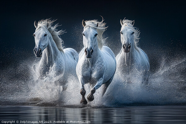 Camargue white horses running Picture Board by Delphimages Art