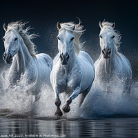 Buy canvas prints of Camargue white horses running by Delphimages Art