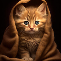 Buy canvas prints of Ginger kitten in a blanket by Delphimages Art