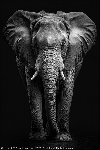 Elephant portrait, black and white Picture Board by Delphimages Art