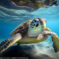 Buy canvas prints of Green sea turtle underwater by Delphimages Art