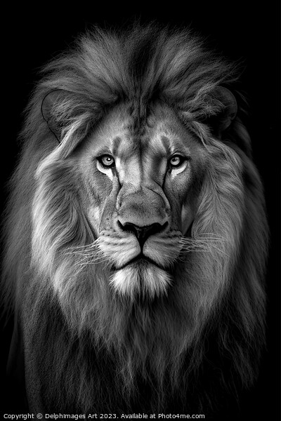 Lion front portrait Picture Board by Delphimages Art