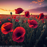 Buy canvas prints of Red poppy field at sunset by Delphimages Art