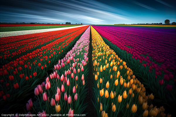 Tulip flowers field Picture Board by Delphimages Art
