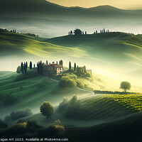 Buy canvas prints of Tuscany misty landscape in spring by Delphimages Art