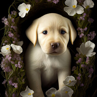 Buy canvas prints of Golden Labrador Retriever puppy portrait by Delphimages Art
