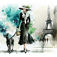 Buy canvas prints of La Parisienne, elegant woman in Paris watercolor by Delphimages Art