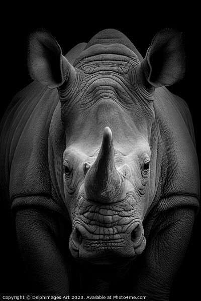 Rhinoceros front portrait Picture Board by Delphimages Art