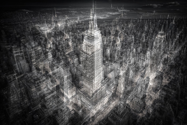 Aerial view of New York, black and white vibes Picture Board by Delphimages Art