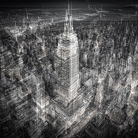 Buy canvas prints of Aerial view of New York, black and white vibes by Delphimages Art