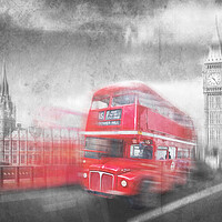 Buy canvas prints of British red bus and Big Ben, London by Delphimages Art