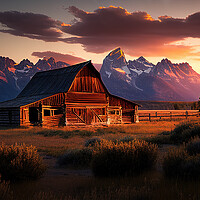 Buy canvas prints of Moulton barn, Grand Teton National Park by Delphimages Art