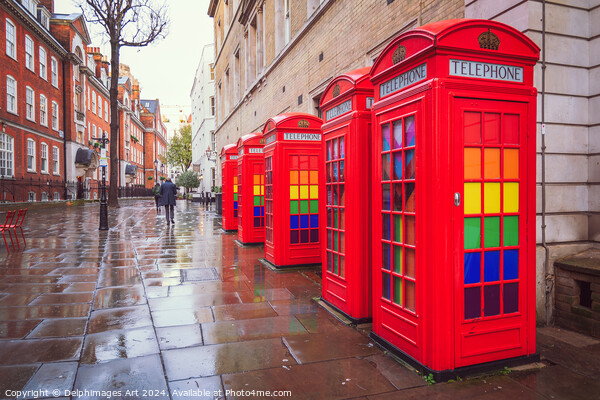Telephone booths in Covent Garden, London Picture Board by Delphimages Art
