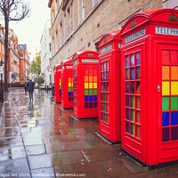 Buy canvas prints of Telephone booths in Covent Garden, London by Delphimages Art