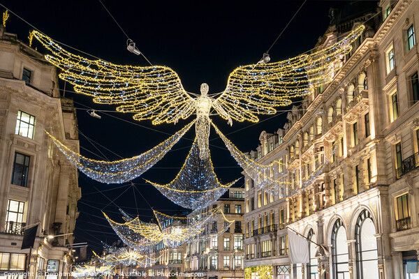 Angels Christmas lights in Regent street, London Picture Board by Delphimages Art