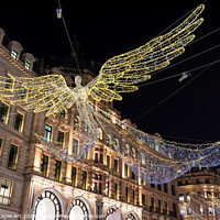 Buy canvas prints of Angels Christmas lights, Regent Street, London by Delphimages Art